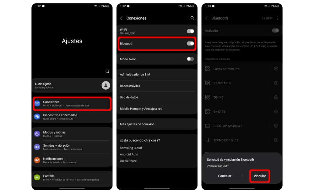 Cómo conectar auriculares inalámbricos a un móvil Samsung