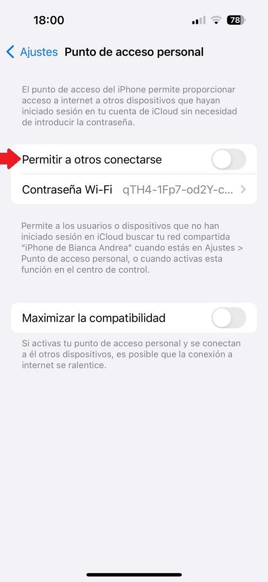 paso 2b compartir datos e internet en un iphone