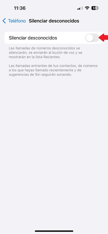 paso 4 silenciar llamadas de un numero privado en iphone