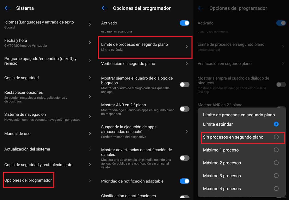 sin procesos segundo plano