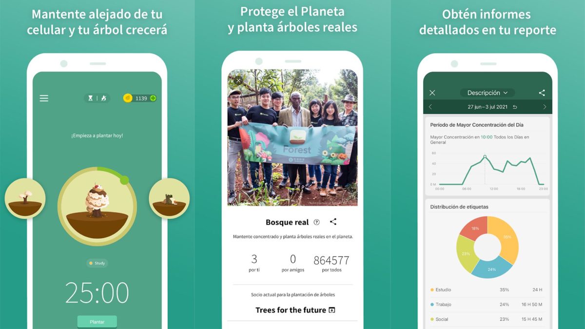 Aplicaciones para ver y controlar el tiempo de uso del móvil: Forest