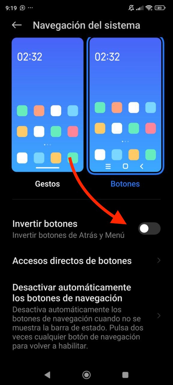 cambiar botones navegacion xiaomi 0