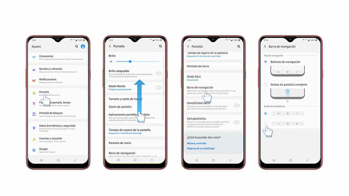 cambiar orden botones samsung