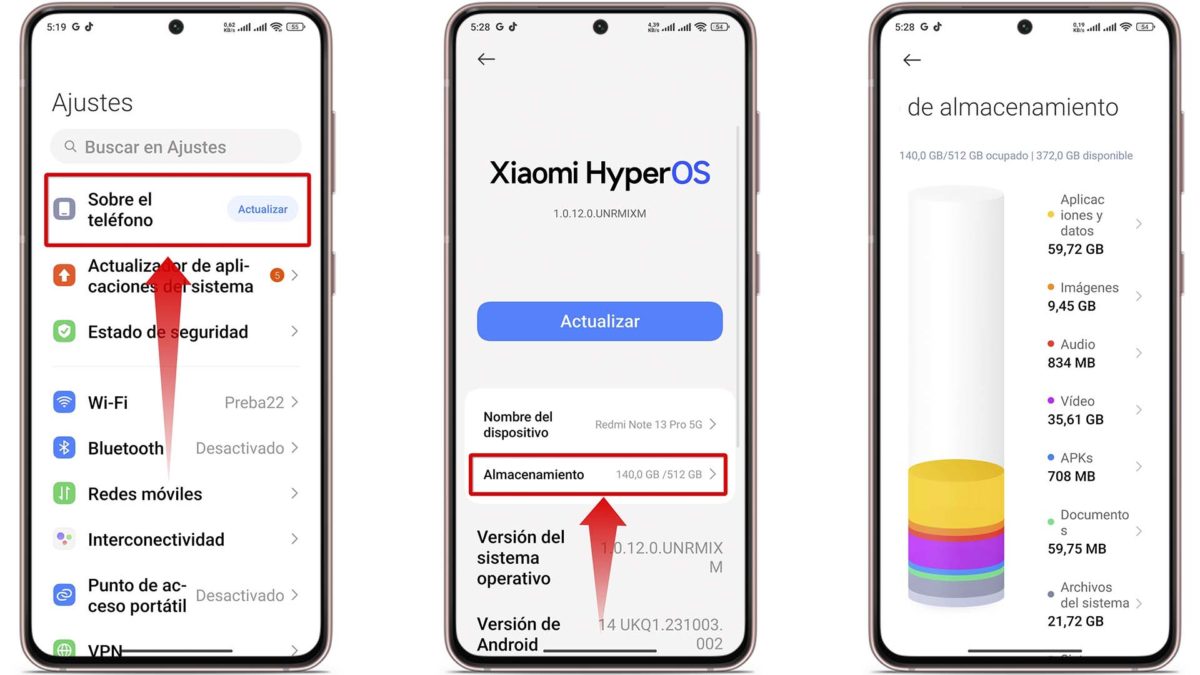 Así puedes saber la memoria interna de tu móvil Android