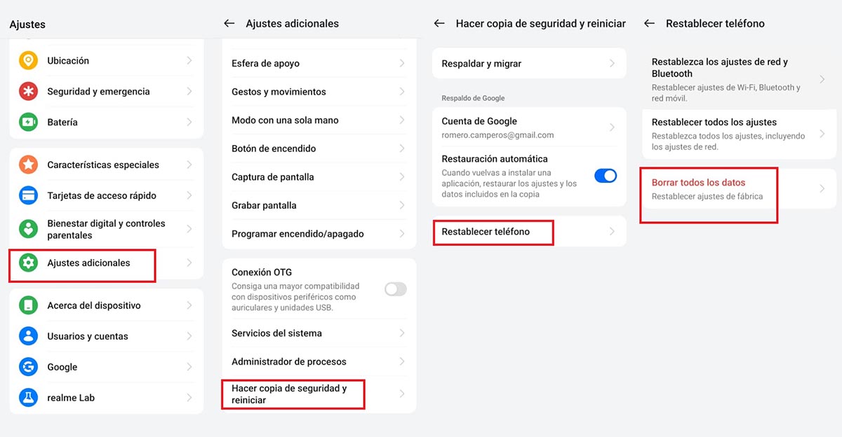 formatear completamente mi móvil realme