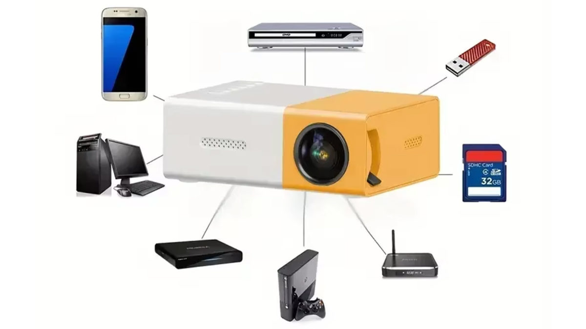 Mejores ideas de accesorios móviles para regalos en Navidad - mini proyector portátil HD YG300