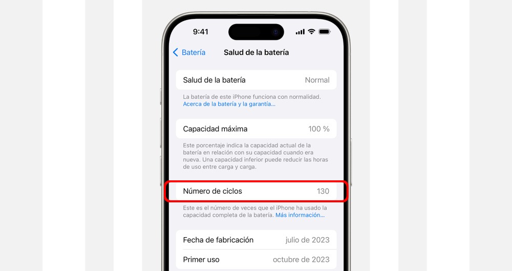 numero de ciclos iphone