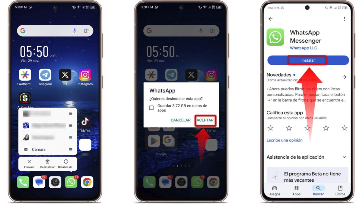 Por qué aparece una fecha incorrecta en WhatsApp - elimina y reinstala WhatsApp