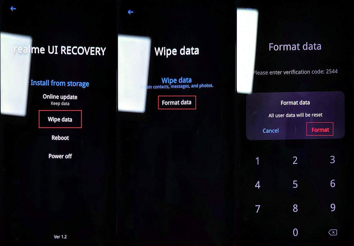 realme hard reset
