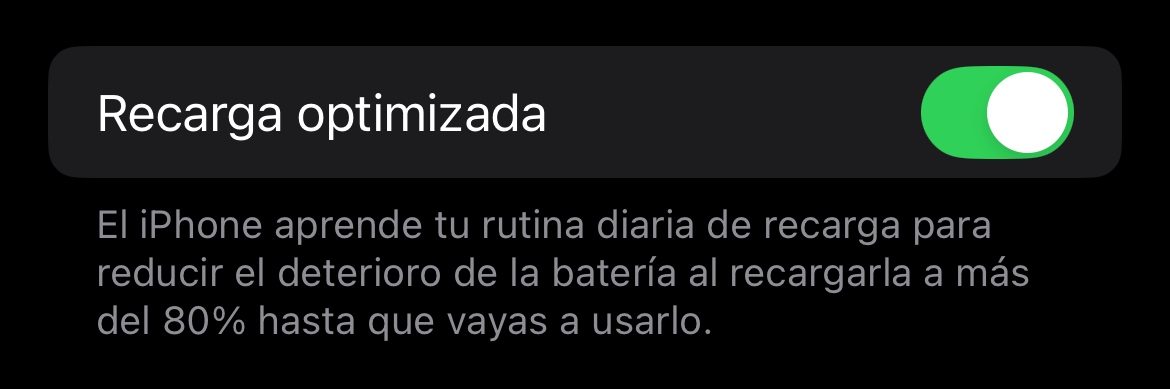 recarga optimizada iphone