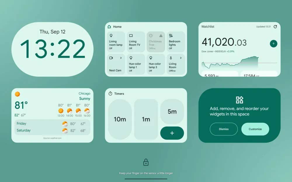 widgets pantalla bloqueo android 16