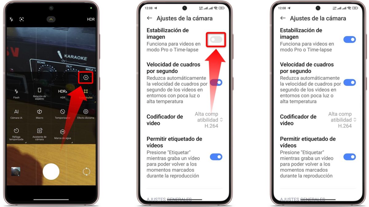 Ajustes que hago en la cámara siempre que estreno un móvil - Activa la estabilización de imagen