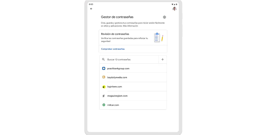 gestor de contraseñas chrome android