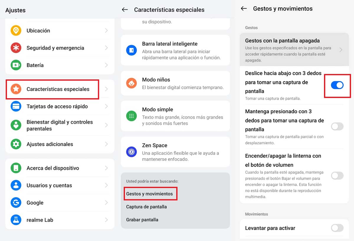 habilitar captura 3 dedos